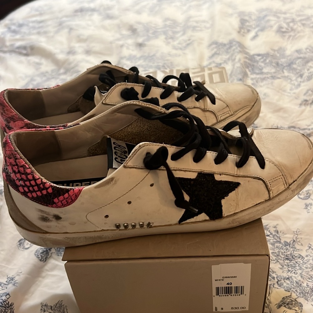 Golden Goose White Sneakers with Black Star